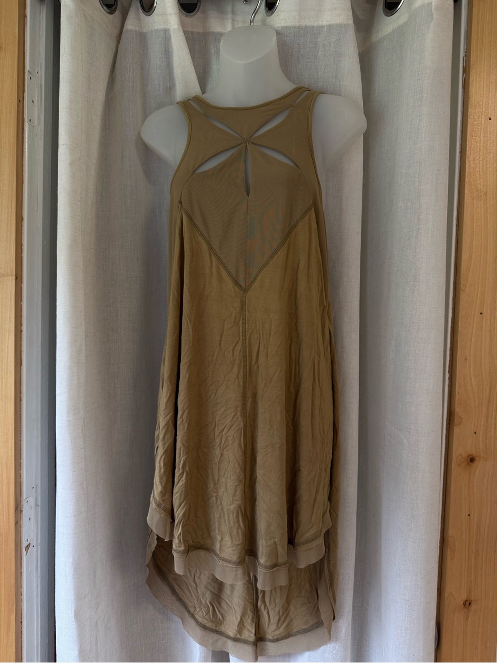 Free People FP Sleeveless mustard Brown Cutout High-Low Tank Dress